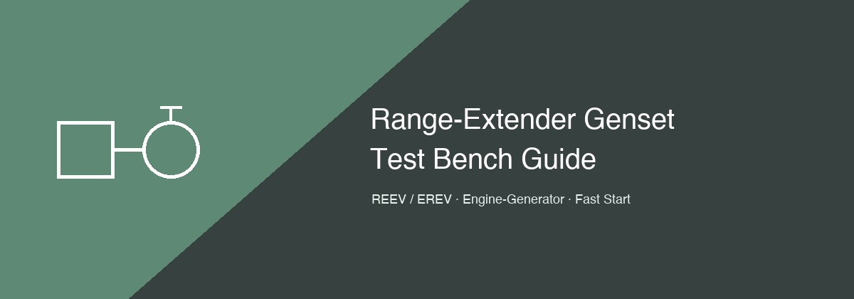 Range extender REEV genset test bench guide hero image with engine generator icon
