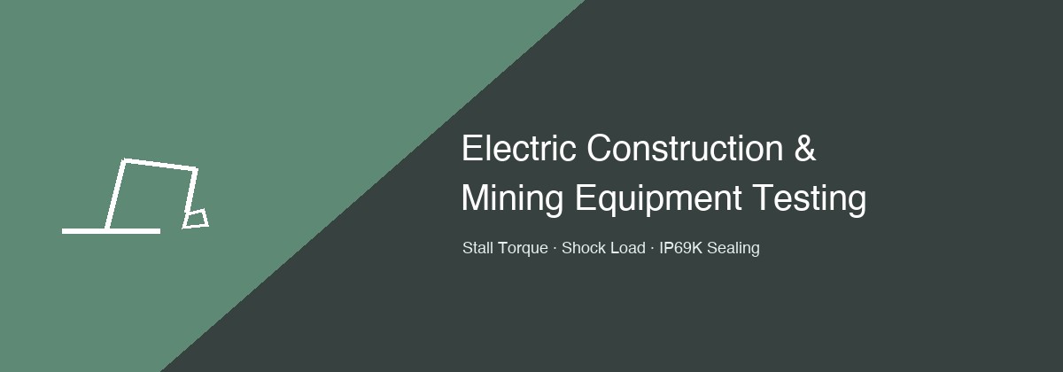 Electric construction and mining equipment testing guide hero image with excavator arm icon