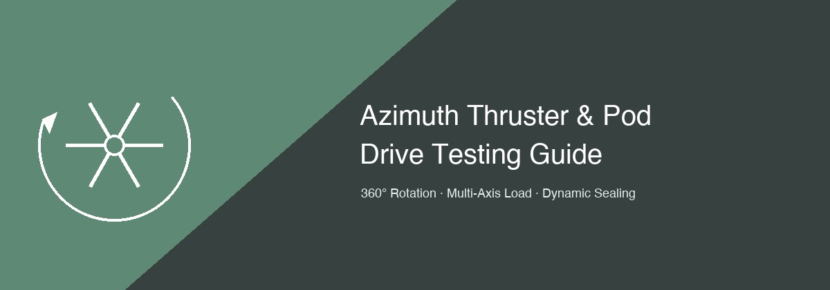 Azimuth thruster and pod drive testing guide hero image with rotating propeller icon