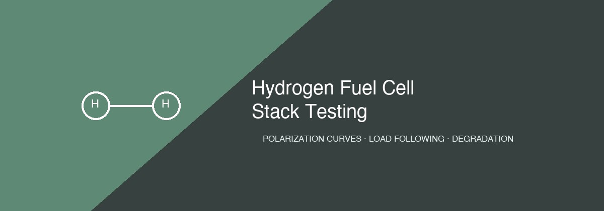 Hydrogen fuel cell stack testing — polarization curves, load-following transient response, and degradation testing
